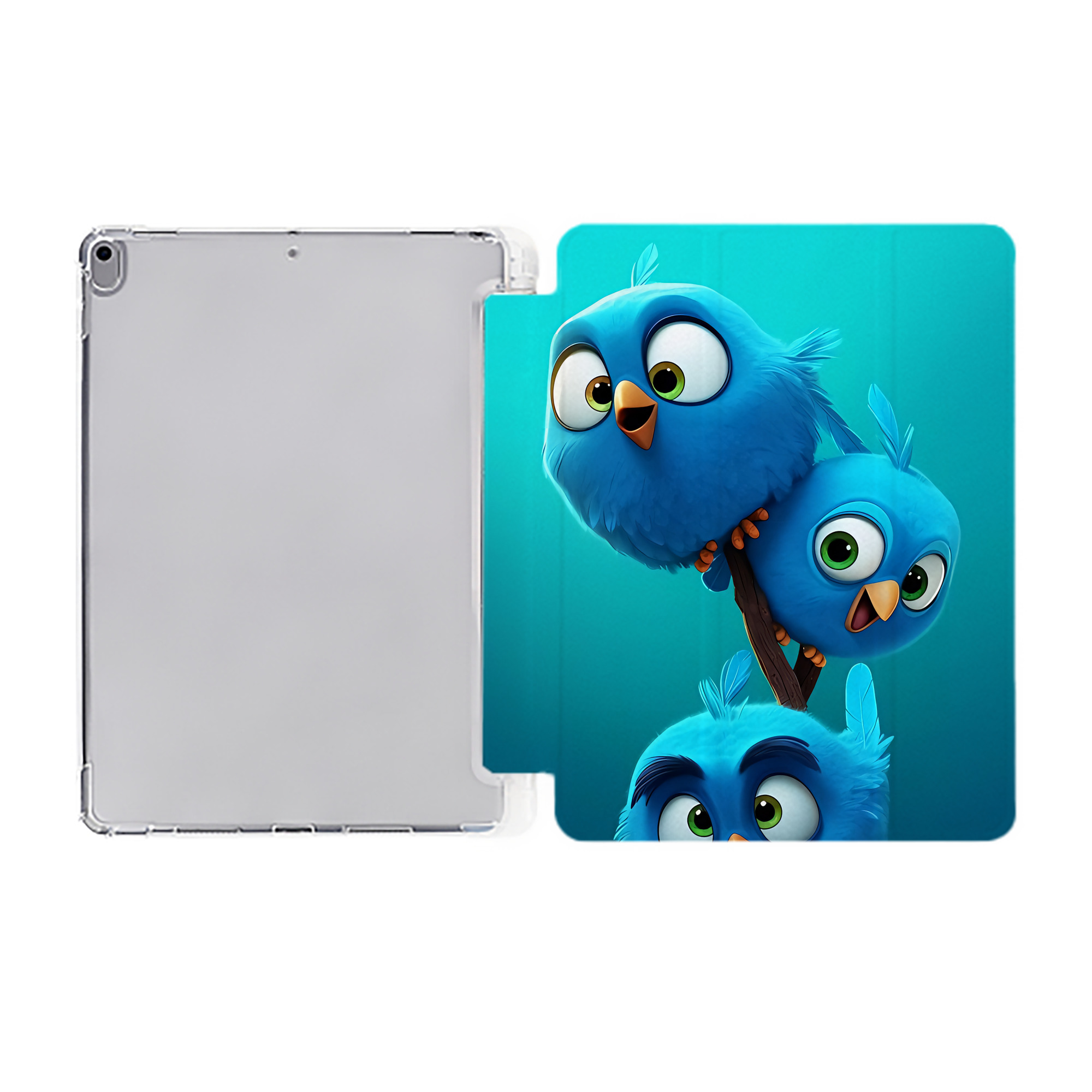 （画像用） Angry Birds アングリーバード IPad ケース ペン収納付き 三つ折りスタンド PUレザー×シリコン 対応機種9.5/10.5/10.9インチ